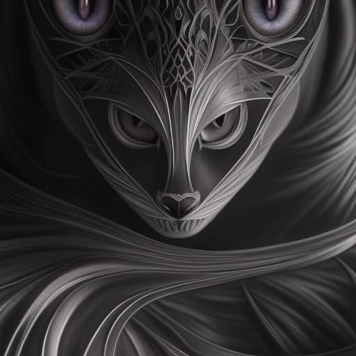 Hyperdetailed Charcoal Cat Portrait in Rich Colors