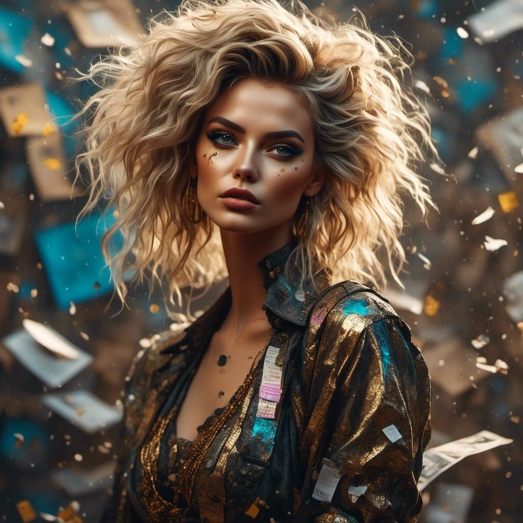 Rock Star Woman Portrait with Galactic Dust