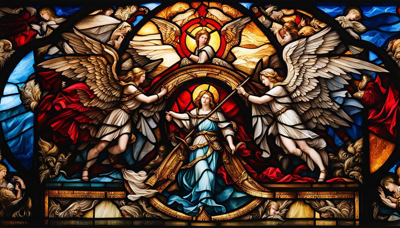 angels and demons stained glass