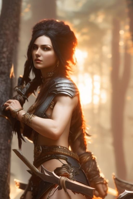 Captured Barbarian Woman in Dark Fantasy Style