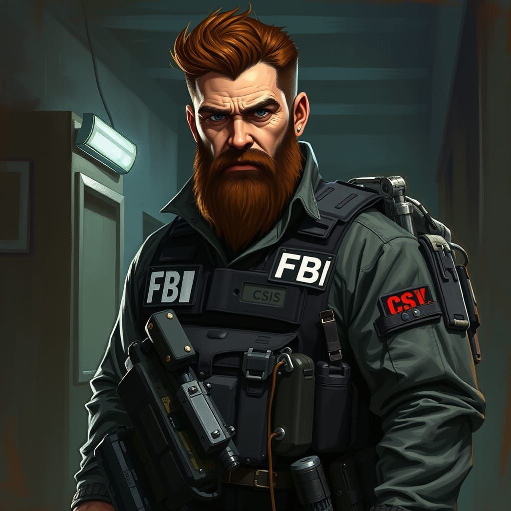 Rugged FBI Agent in Tactical Gear Carries Sleek CSI Kit