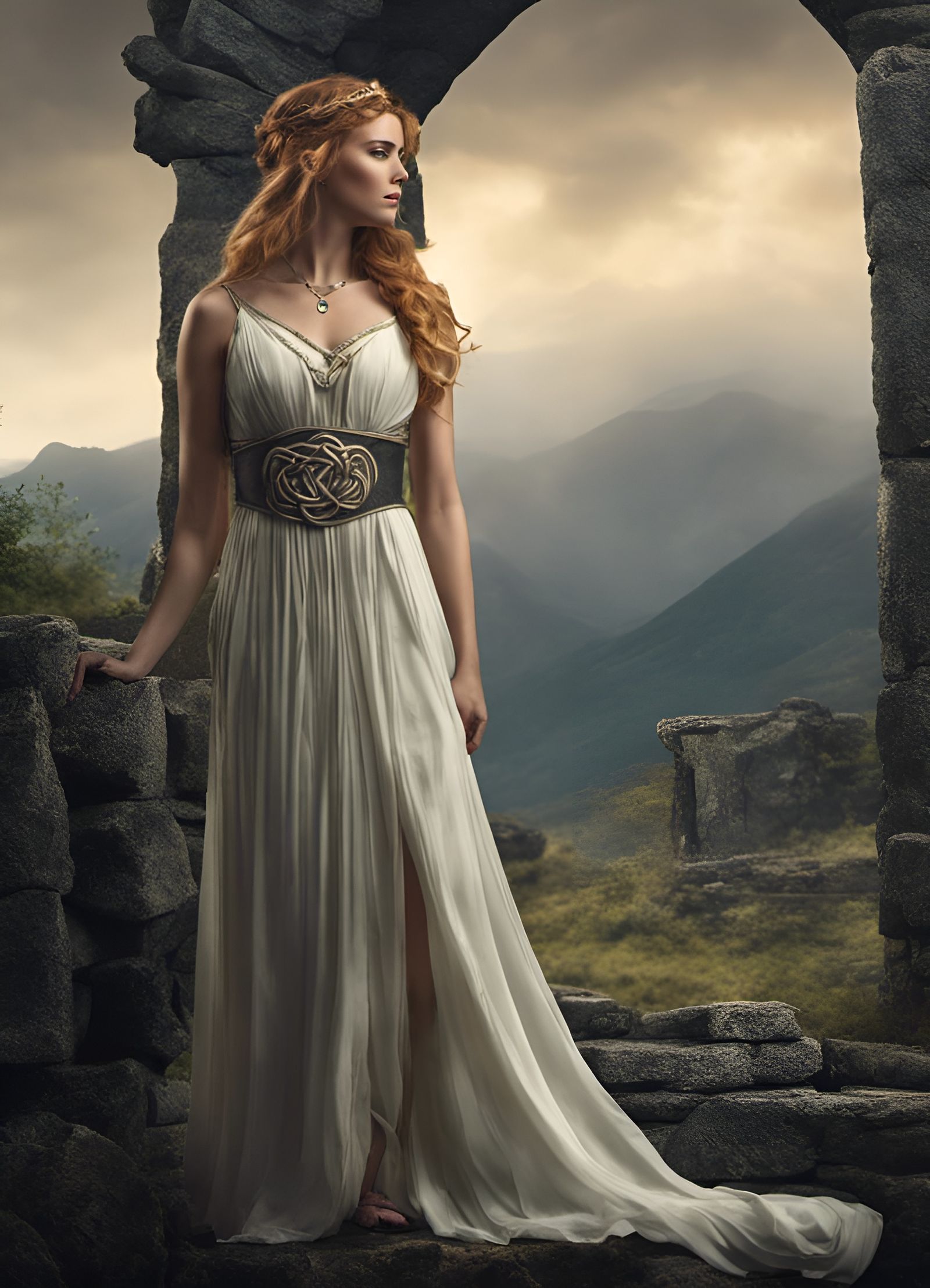 Celtic Warrior Woman in Ethereal Art Style