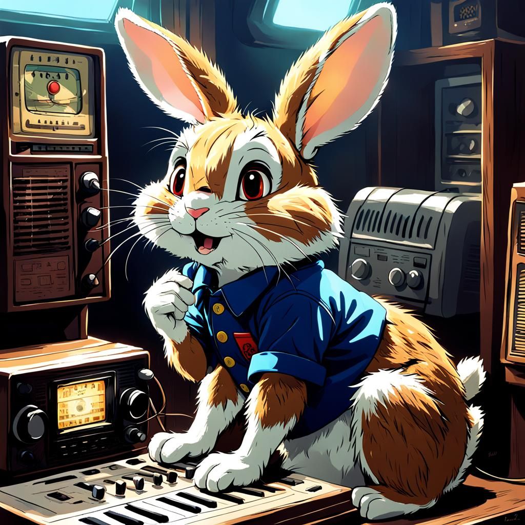 Br'er Rabbit Listens to Radio in Anime Style