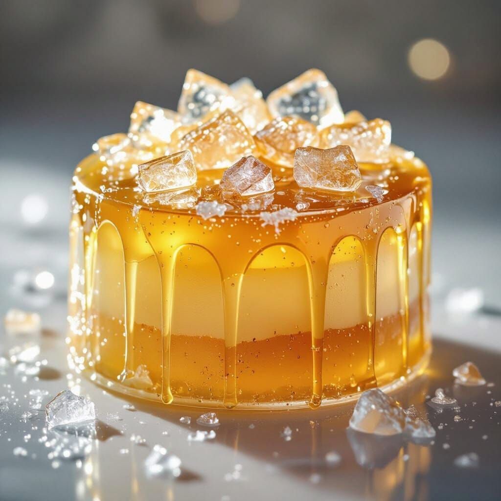 Transparent Honey Cake with Ice Shards