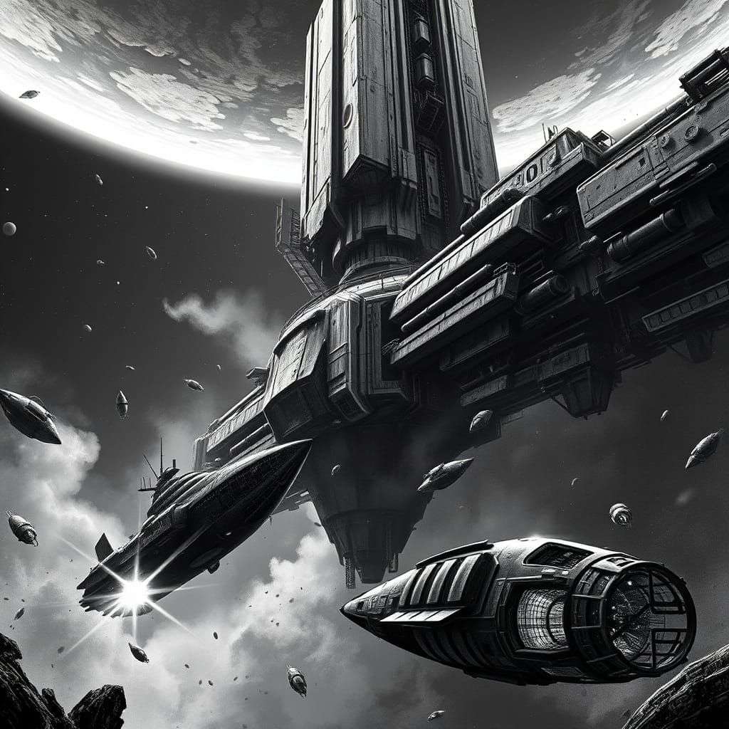 Monolithic Space Station Looms in Deep Space