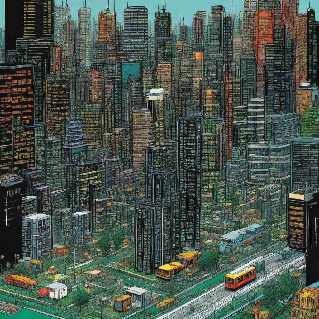 Circuit Board City with Transistor Skyscrapers