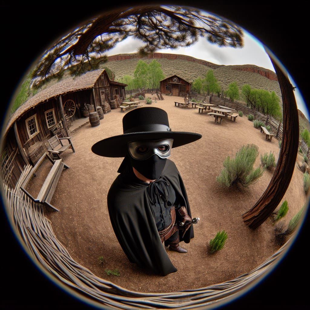 Zorro Visits High Chaparral with Fisheye Lens