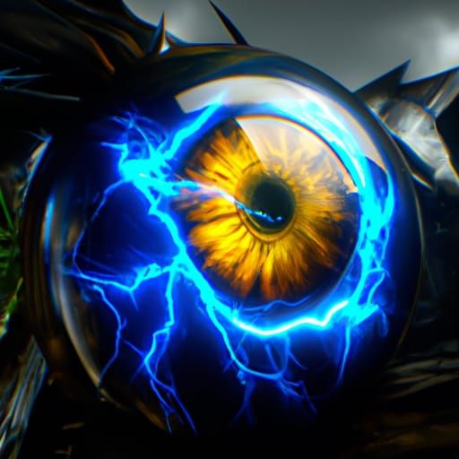 Hyper-Realistic Lightning Eye in Detailed Matte Painting