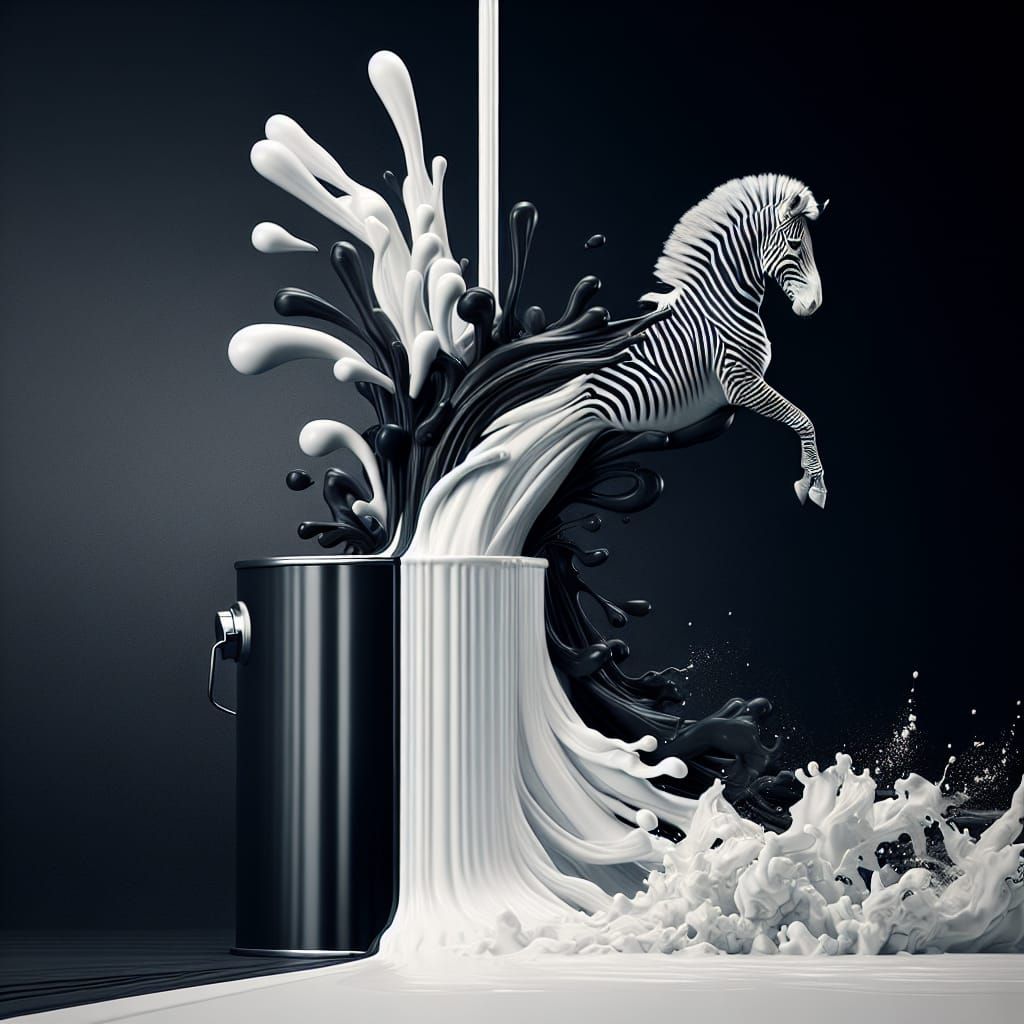 Hyperrealistic Zebra Formed From Pouring Paint