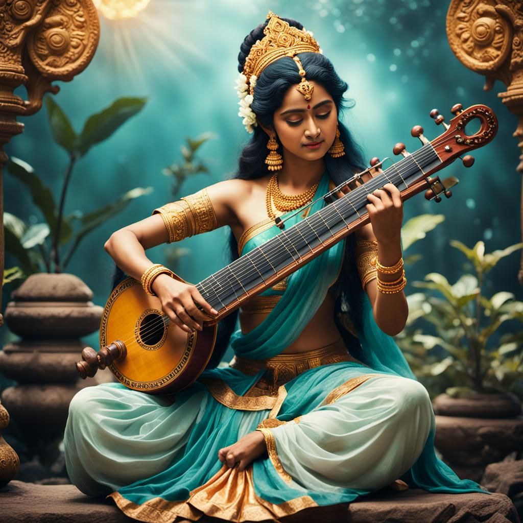 Goddess Saraswati with Musical Instrument