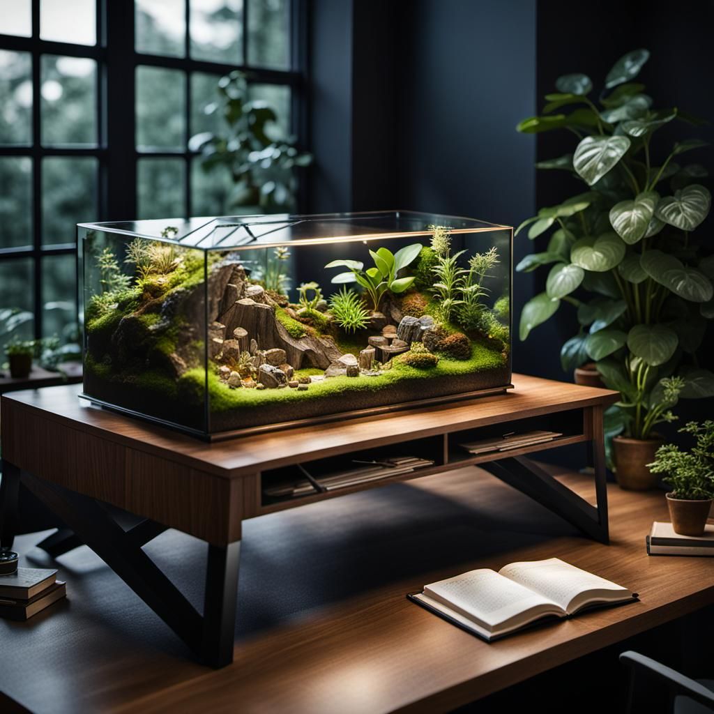 Terrarium-Filled Study Environment, Trending on Artstation