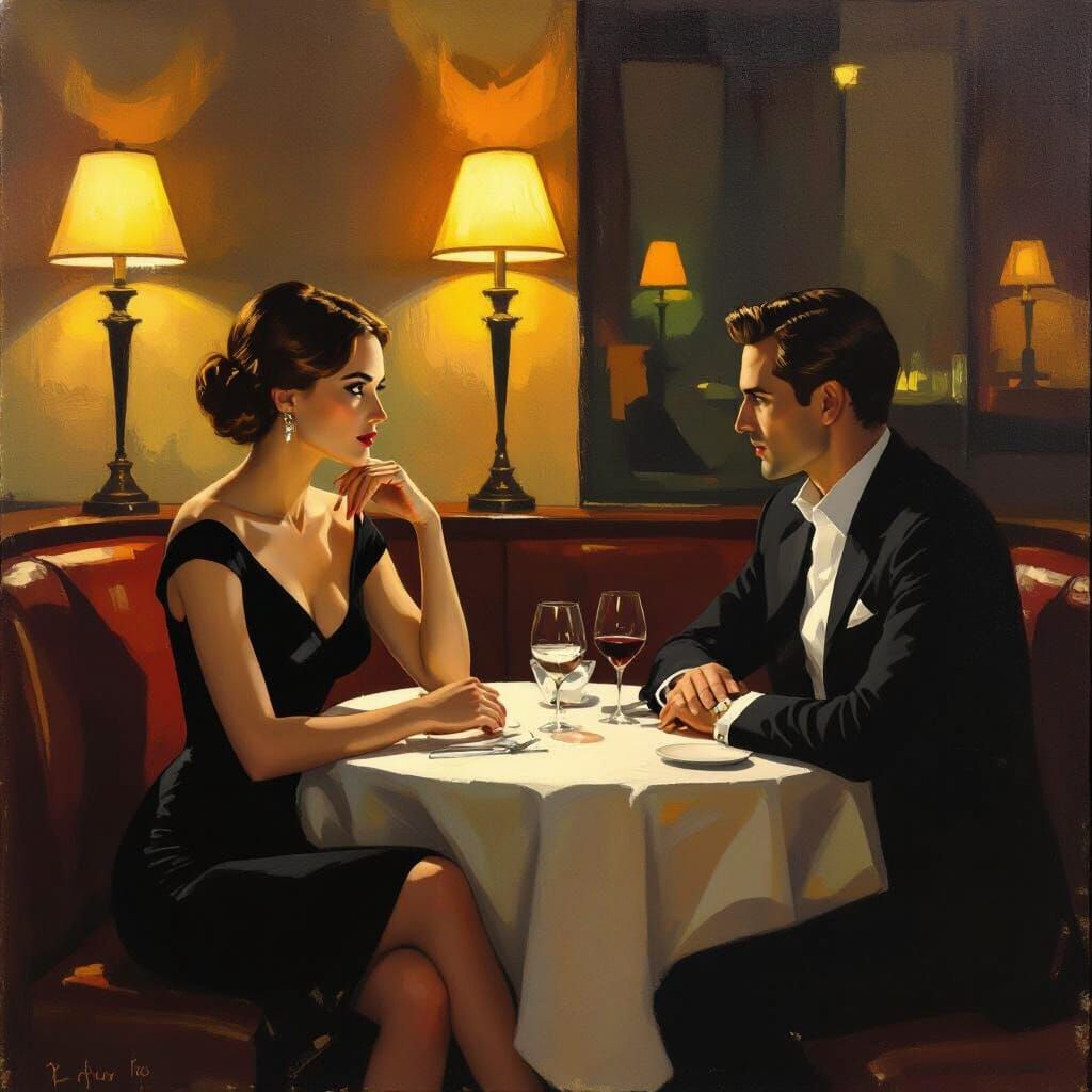 Elegant Restaurant Scene in Art Deco Style