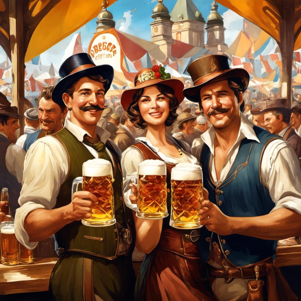 Oktoberfest in Munich 1965 , great costumes and good friends drinking excellent beer