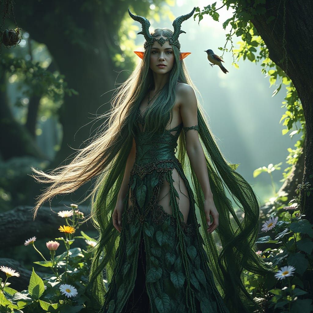 Elven Princess in Hidden Grove, Hyper-Realistic Fantasy