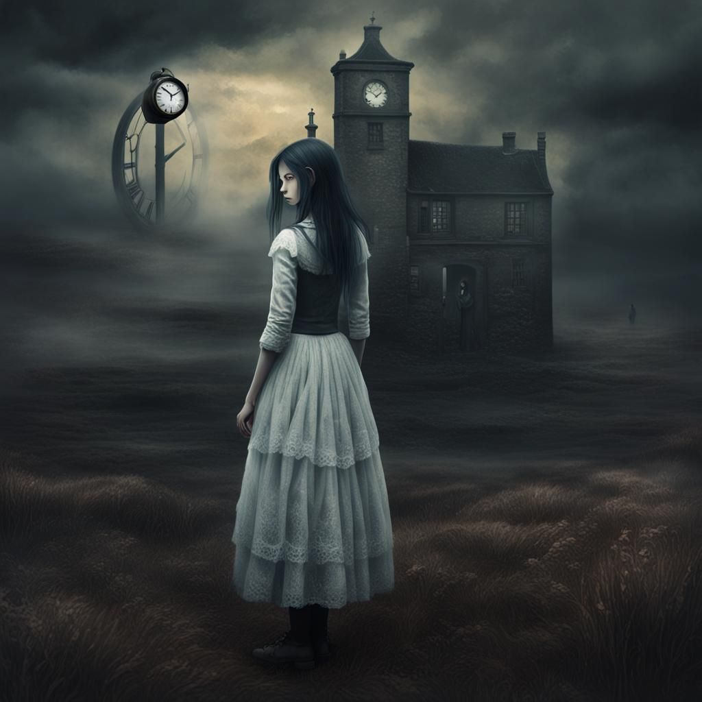 Dreamy Gothic Woman in Melancholic Fantasy Art