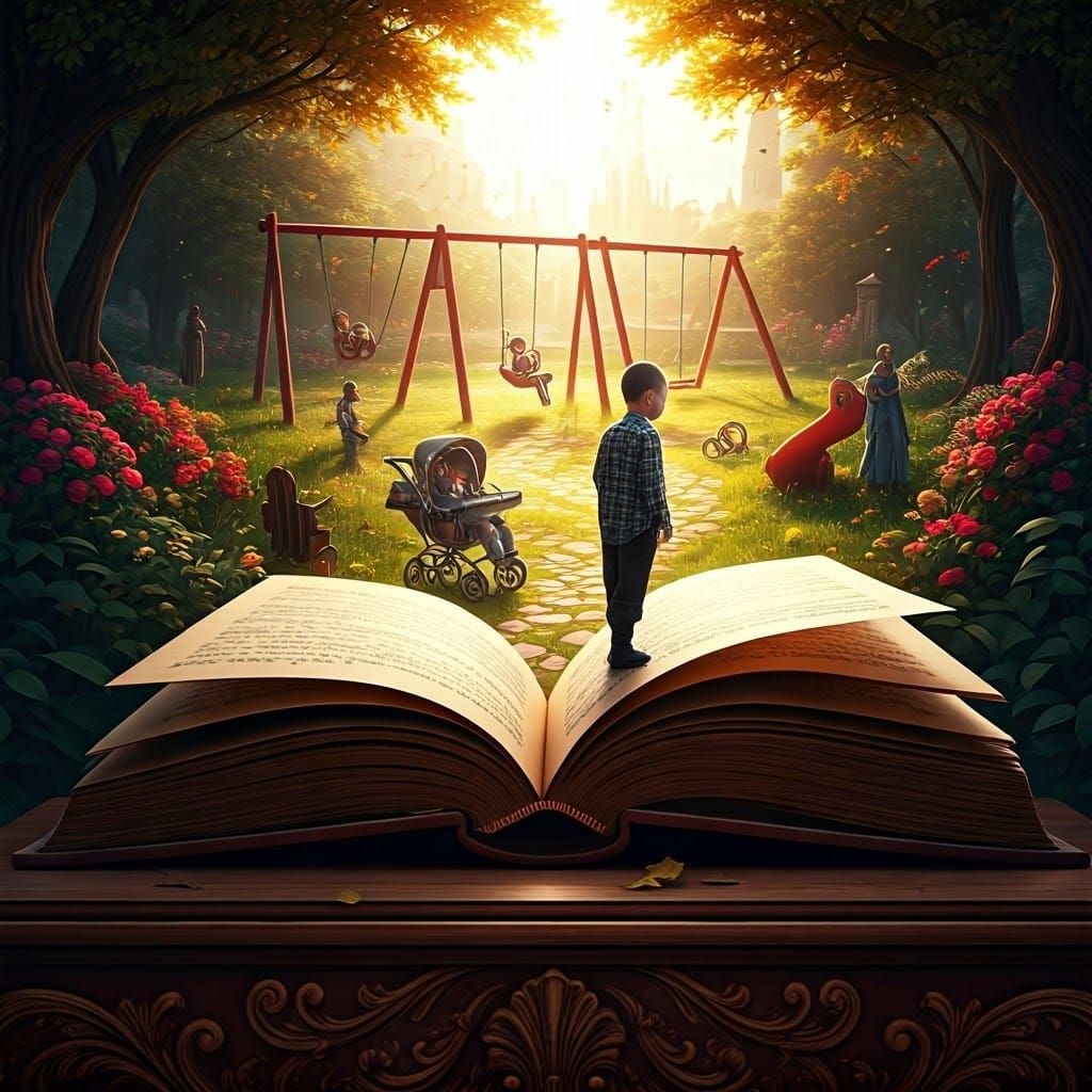 Playground Emerges from Book in Baroque Style