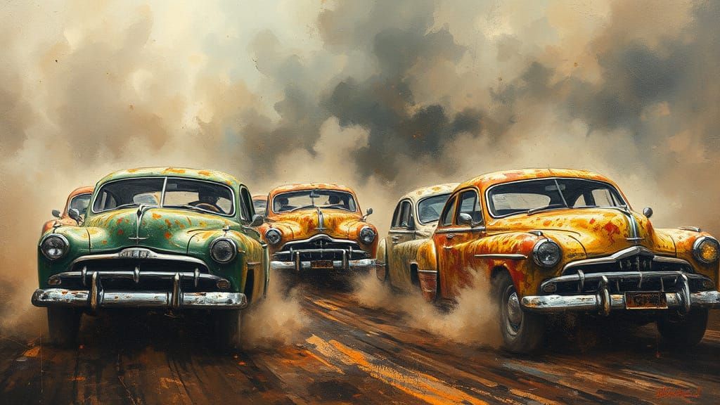 Racing Cars in a Chaotic, Smoky Landscape