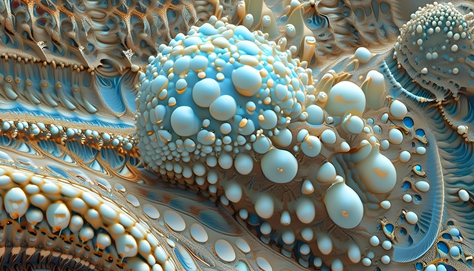 Psychedelic Opalite Fractal: Abstract 3D Art
