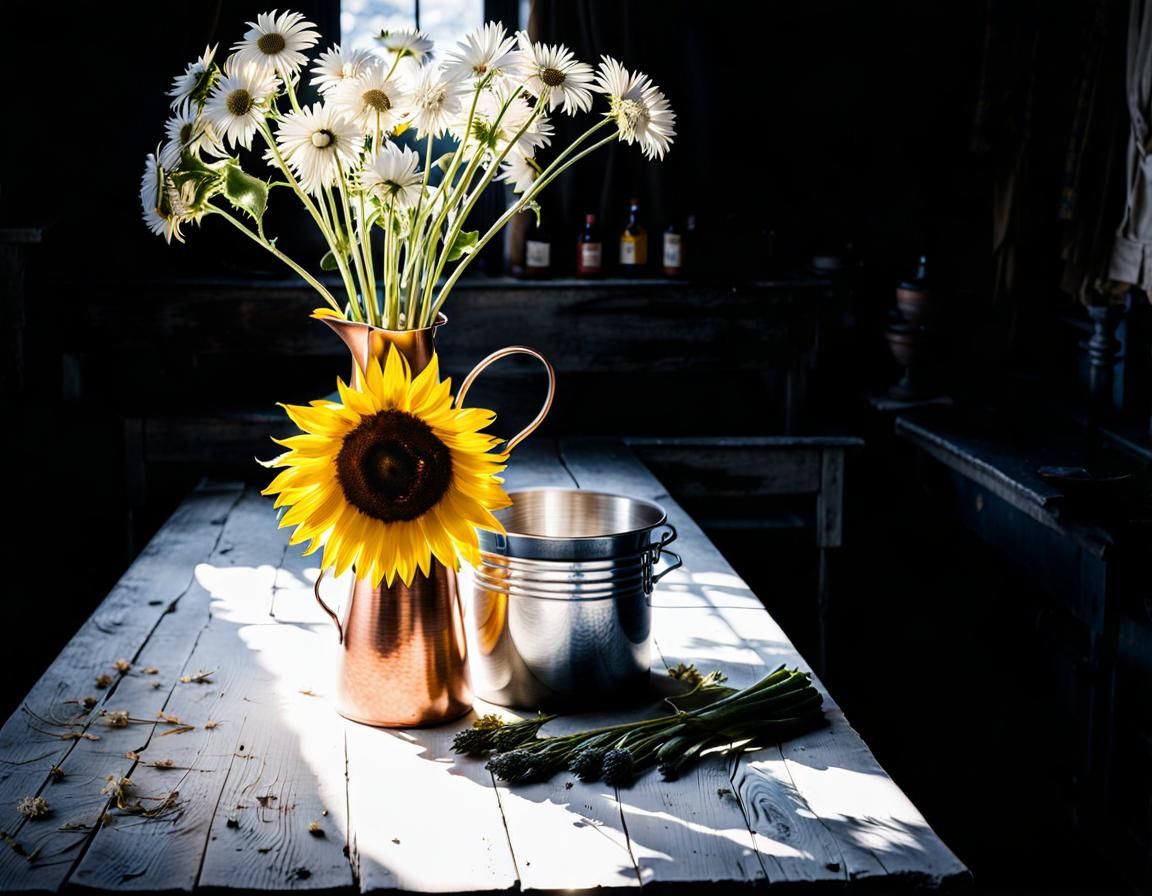 Ukrainian Flowers and Portrait in Photorealistic Style