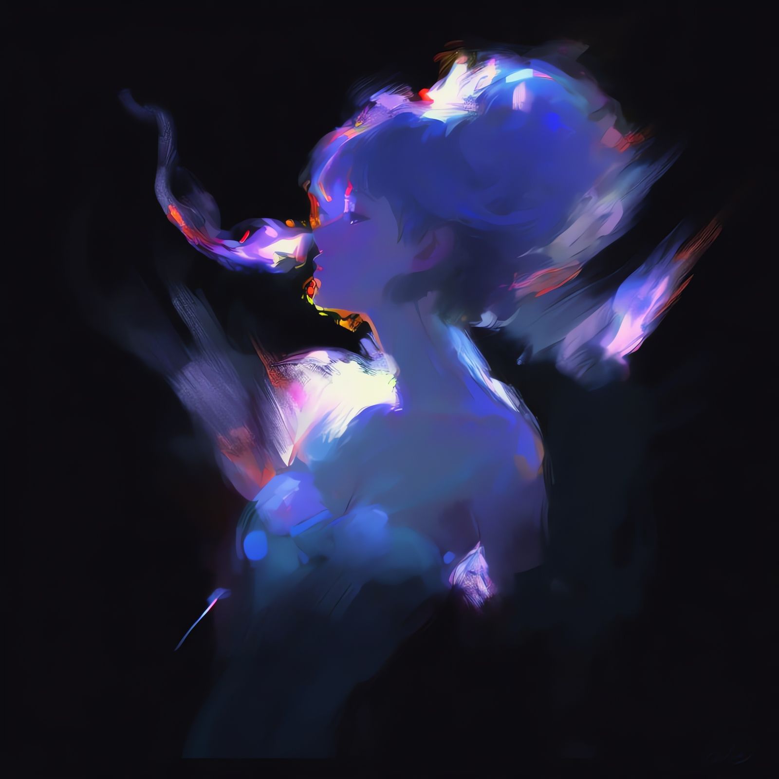 Abstract Digital Dress Design with Flowing Flames