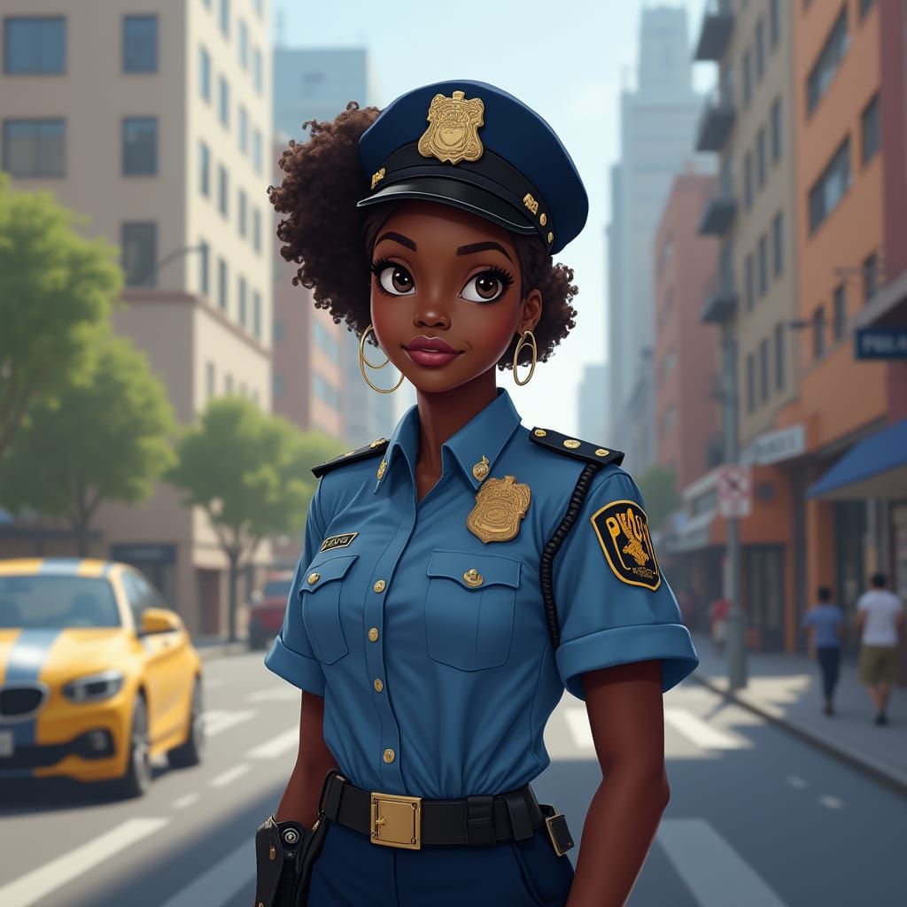 Confident Young Officer in Hyper-Realistic Style