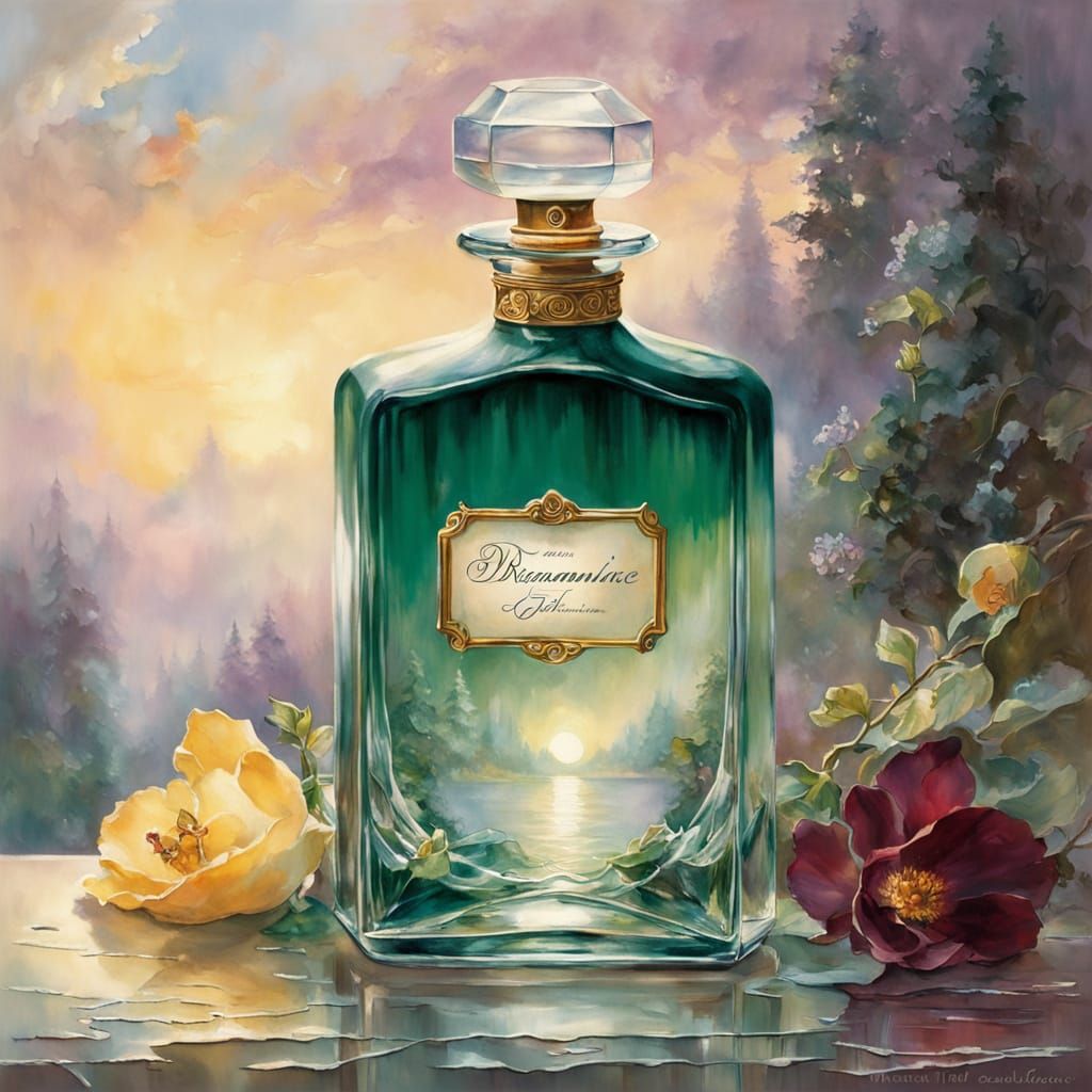 Crystal Perfume Bottle Watercolour Painting