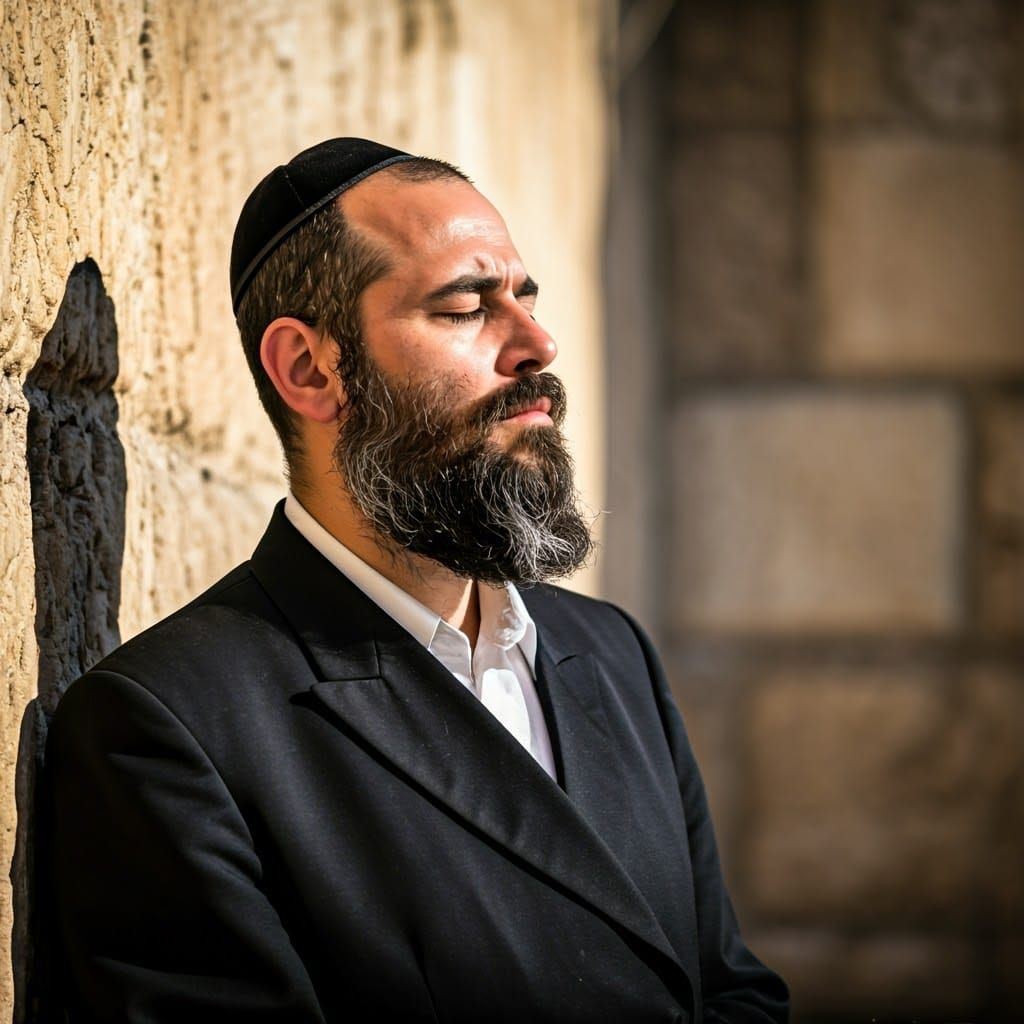 Praying at the Western Wall, Jerusalem, in Classic Style