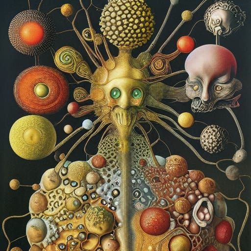 Surreal Golgi Apparatus Dreamscape, Biopunk Art