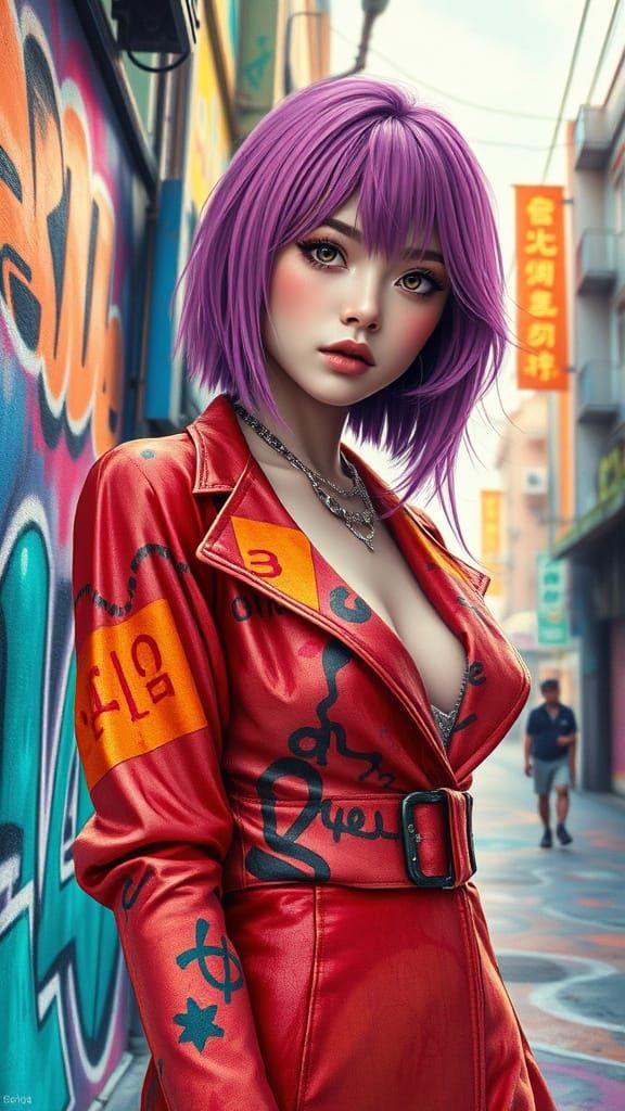 Sakura Haruno: High Fashion in Graffiti Cityscape