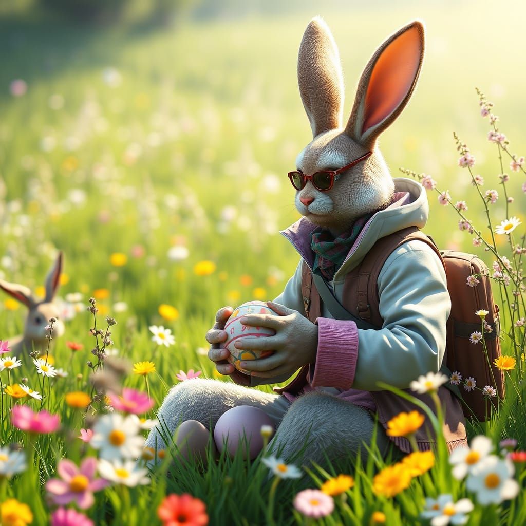 Sam Winchester as Easter Bunny in Anime Style