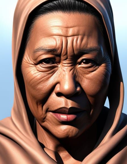 Photorealistic Portrait of Indonesian Woman at Sunrise