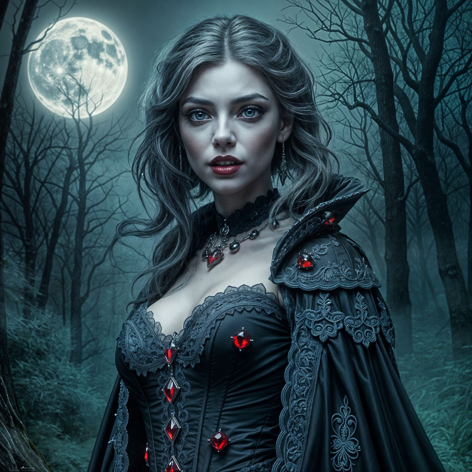 Ethereal Vampire in Sinister Black Corset