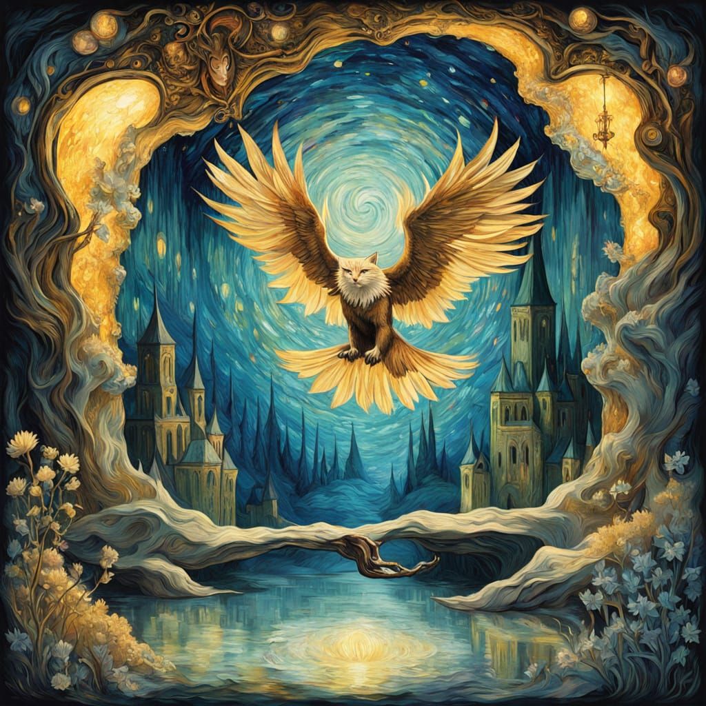 Whimsical Tabby Cat on Crystal Throne, Dreamlike Fantasy Sce...