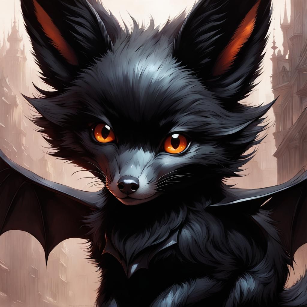 Adorable Demon Fox Hybrid with Bat Wings