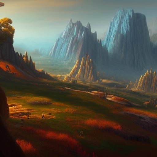 Hills of Orias: Giants' Home in Detailed Matte Painting