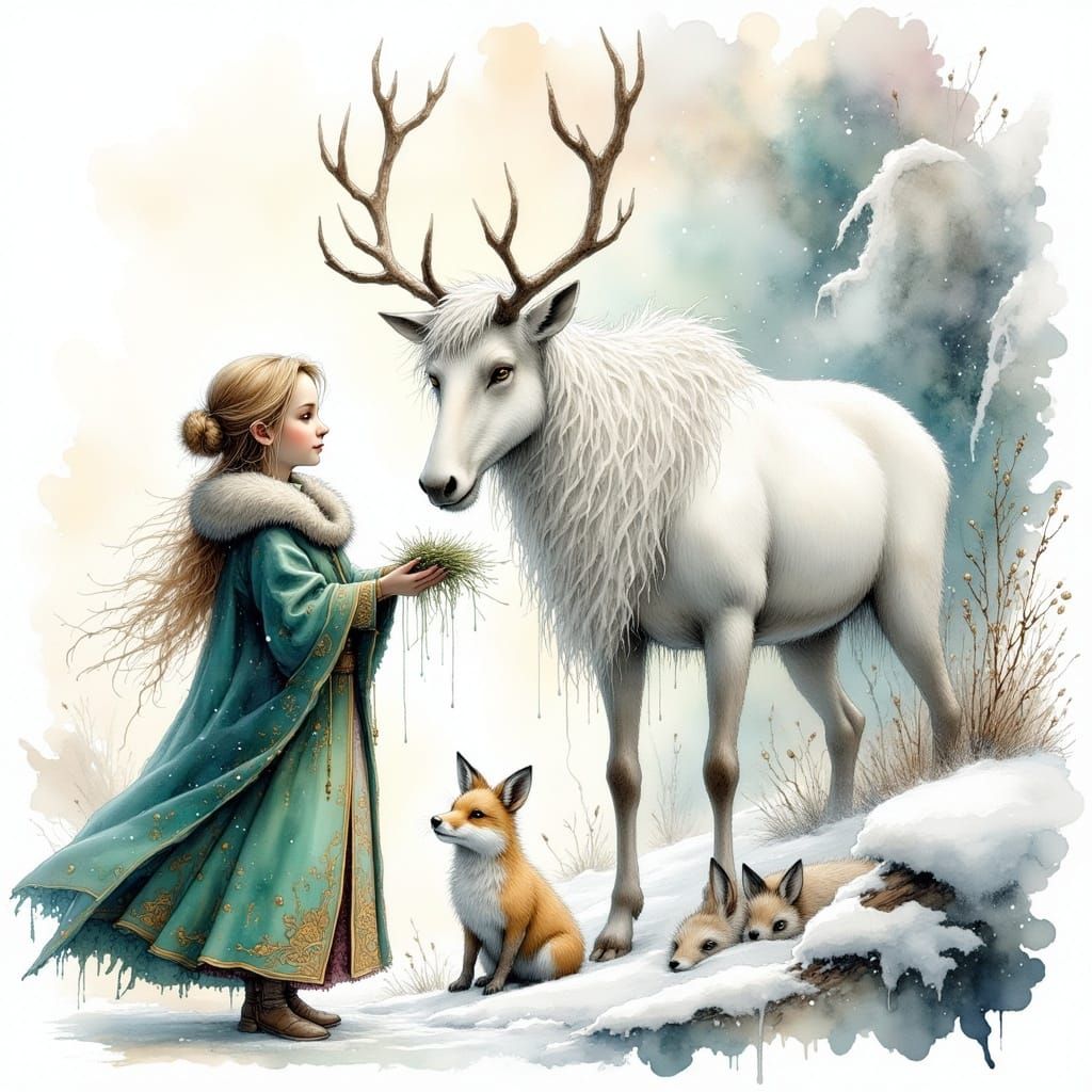Regal Reindeer in Snowy Landscape