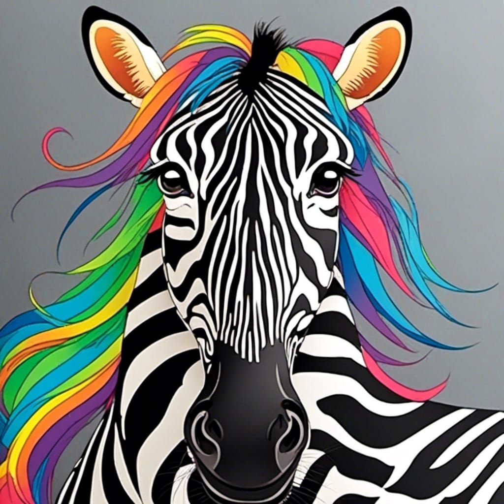 Rainbow Striped Zebra: Ultra Realistic Animal Art