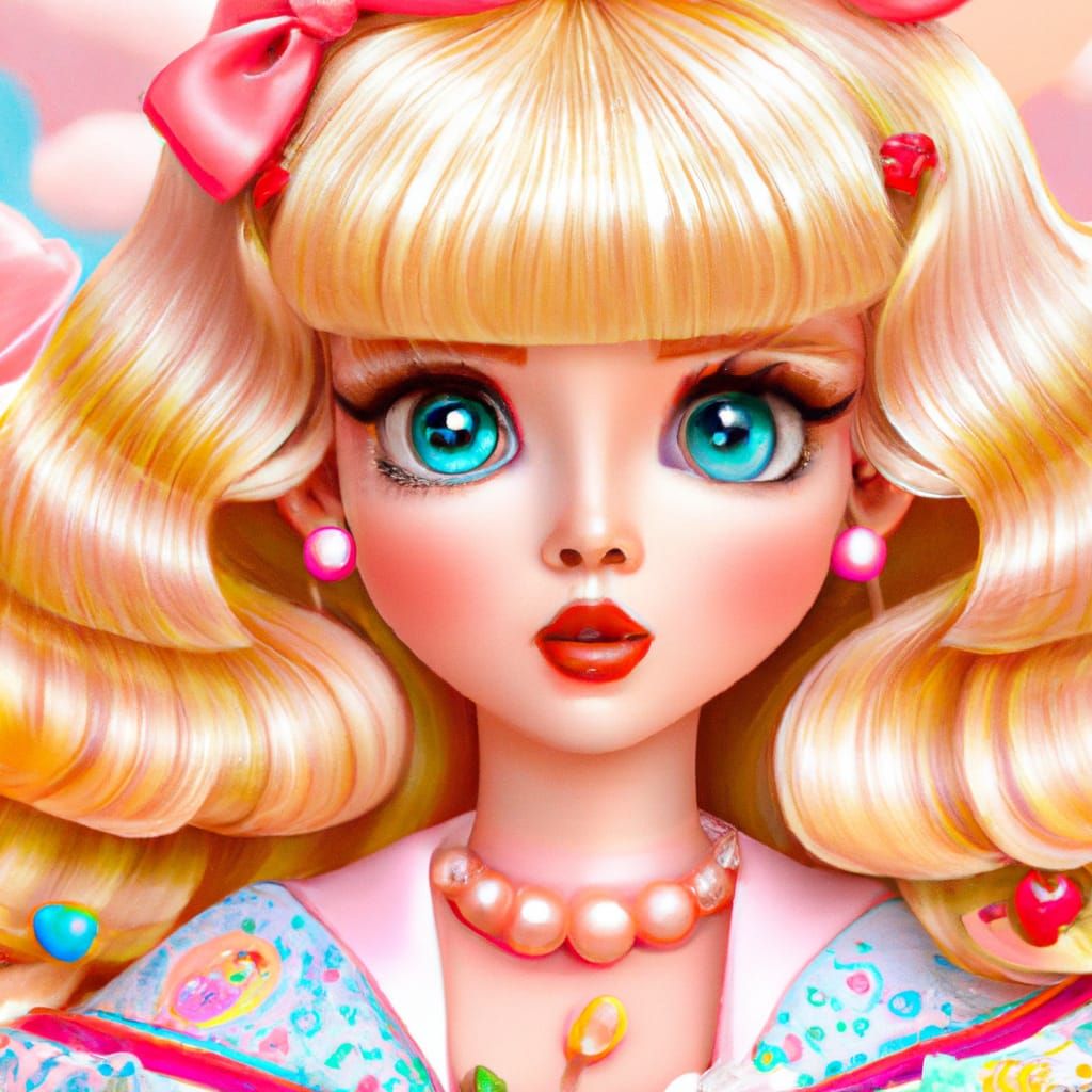 Retro Barbie Girl Portrait in Comic Book Art