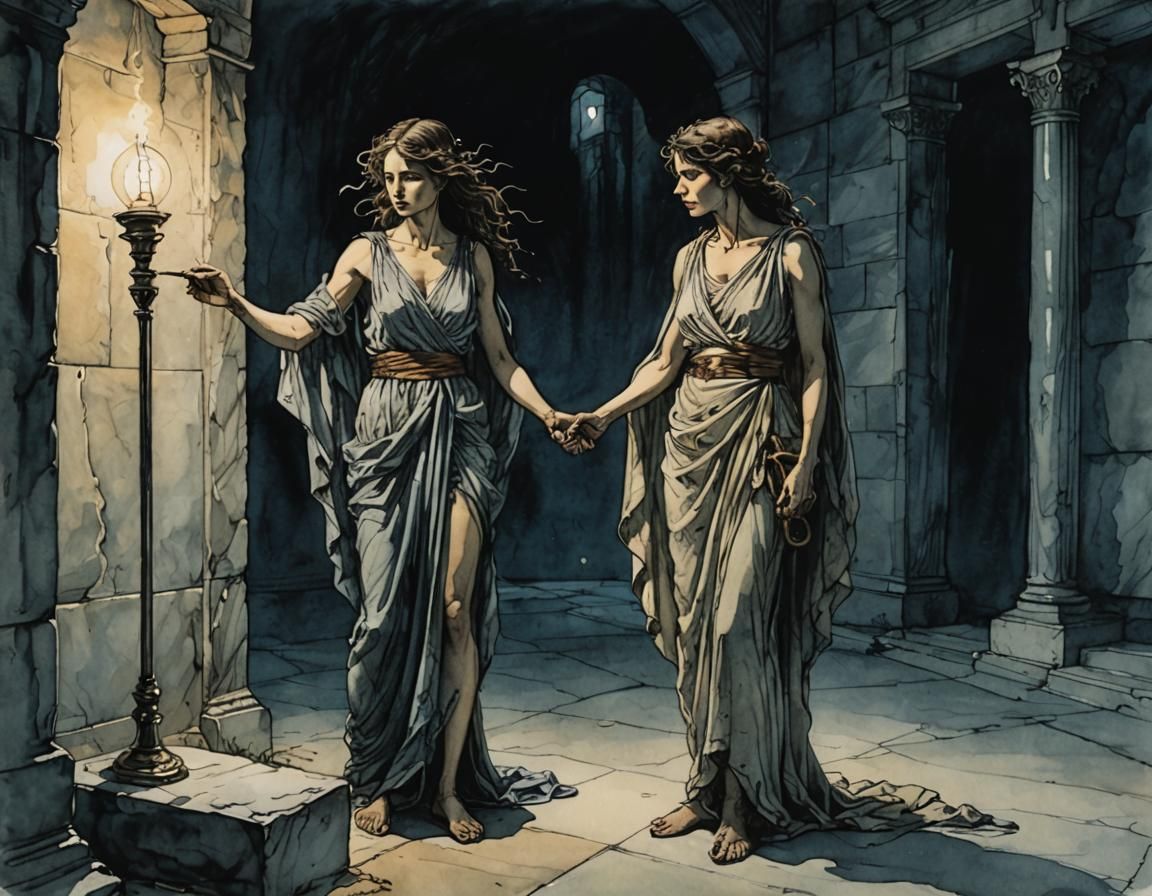 Greek Detectives in Dreamlike Art Nouveau Style