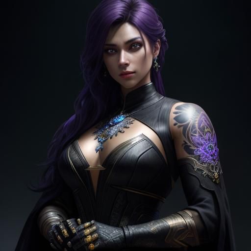 Cordelia the Purple Aural Witch with a tattoo on left should...