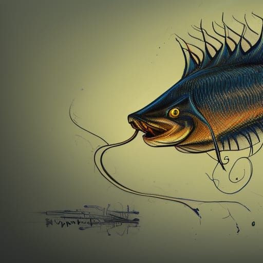 Crayon Catfish: Detailed Matte Painting in Deep Color