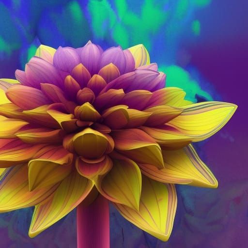 Lotus Goddess at Holi Festival in 3D Art