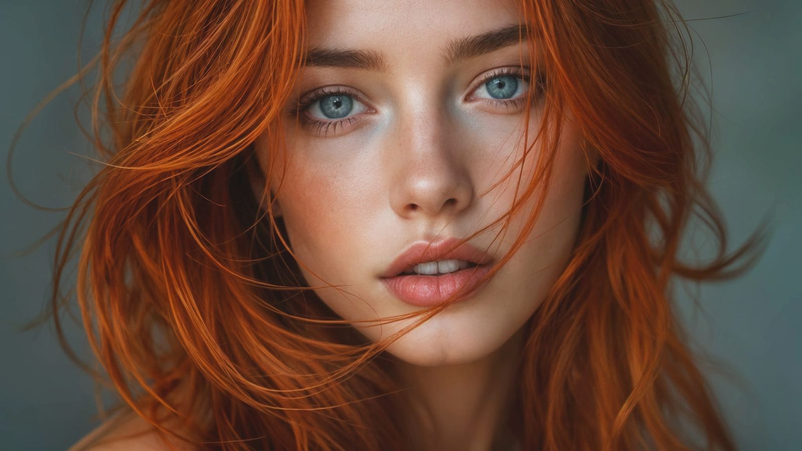 A Young Woman with Vibrant Red Hair in Soft Focus