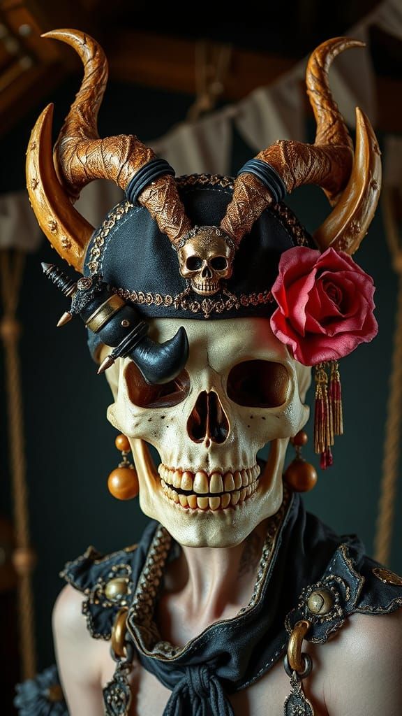 Demonic Pirate Skull Girl in High Gothic Style