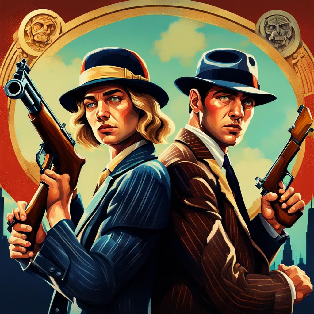 Bonnie and Clyde in 1920s Chicago, Hyperrealistic Art