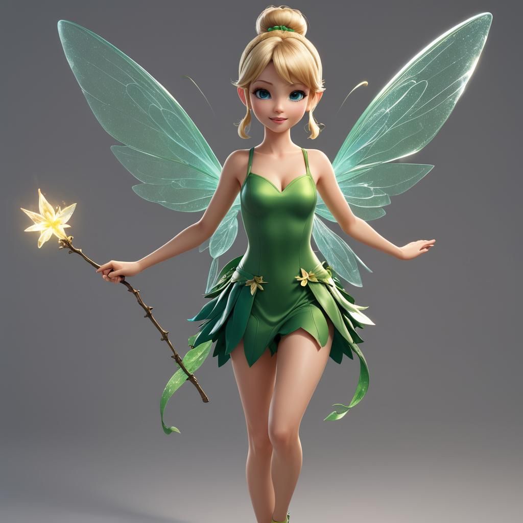Slender Fairy in Green Dress: 3D Anime Art