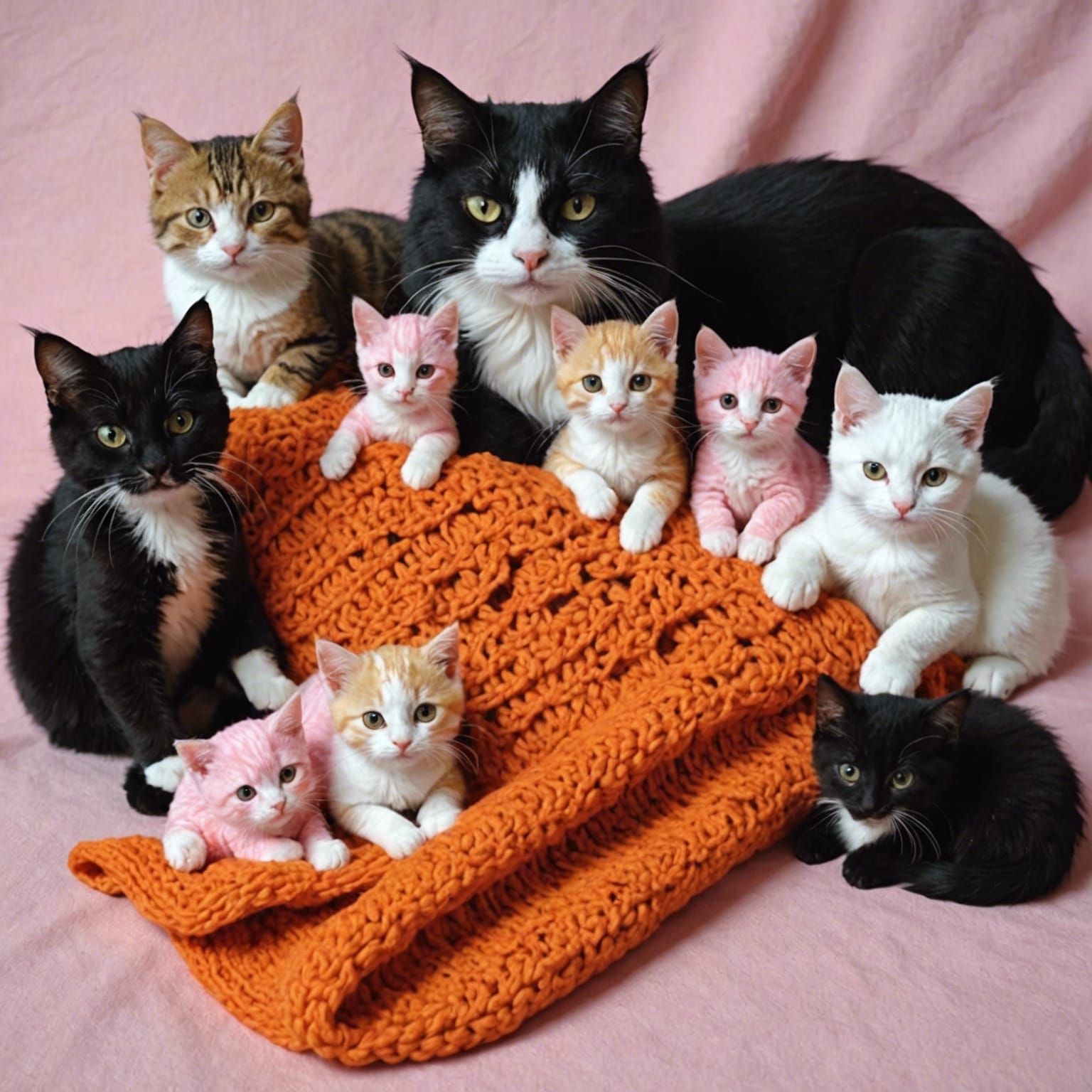 Dragon-Cat Family in Crochet Blankets