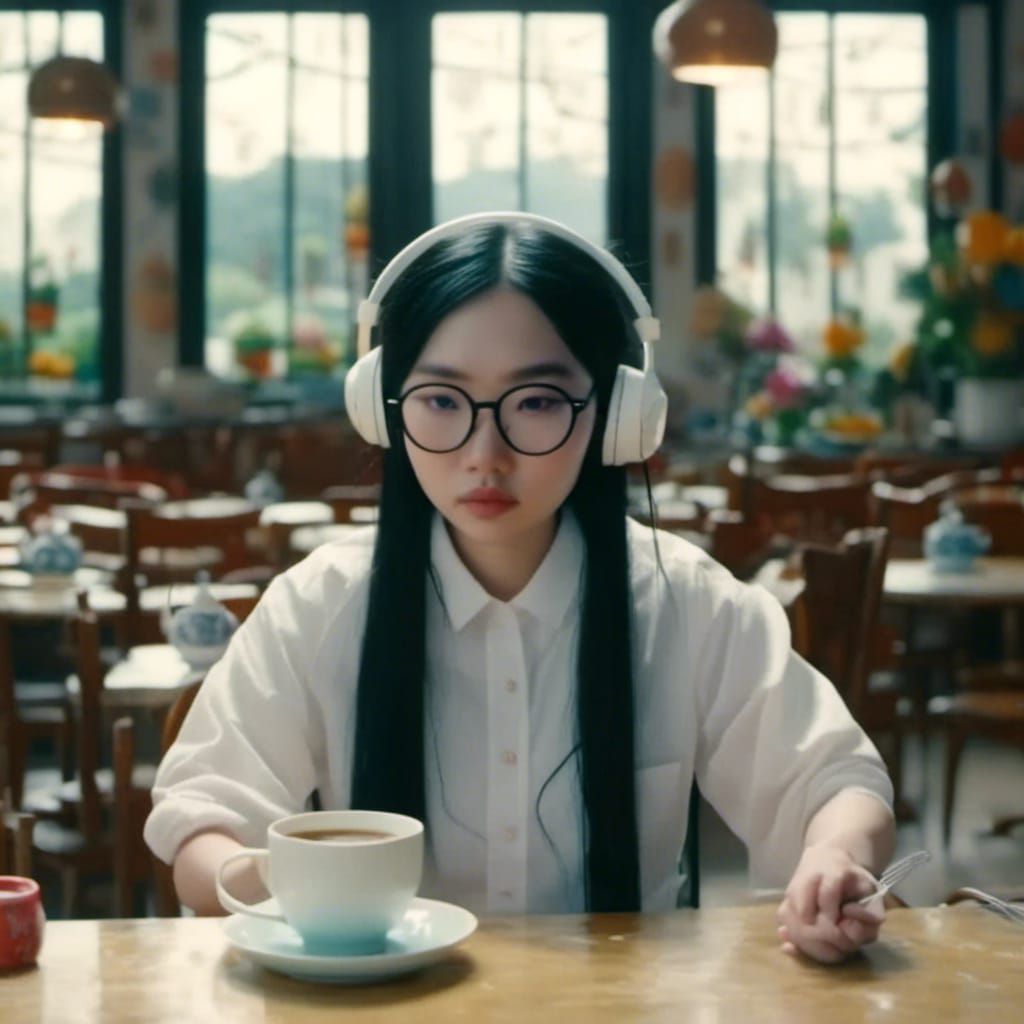 Korean Idol in Cafe: Cinematic Still