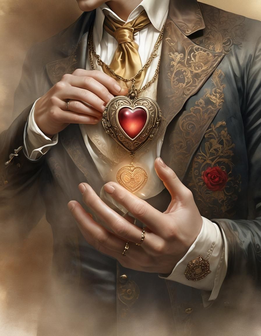 Romantic Gothic Illustration: Heart Locket Treasure