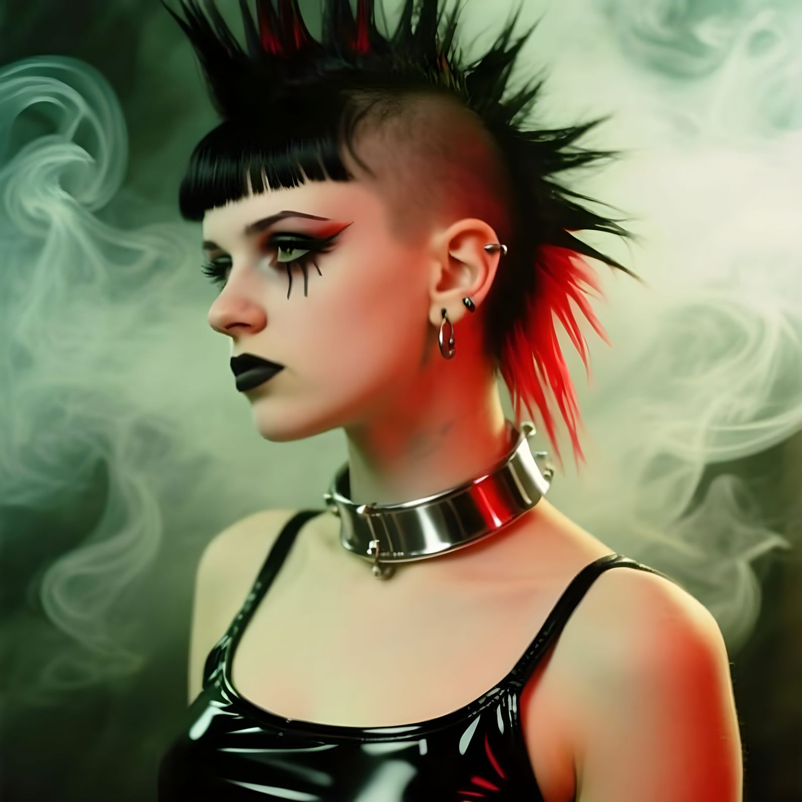 Goth Punk Girl with Death Hawk Hairstyle